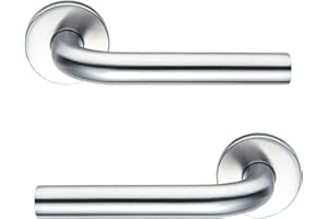 Bricard Tempo 3050766450 - Par de tiradores de puerta sobre rosetón, acero inoxidable