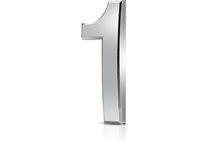 TOCED SilverLine 3D Mailbox Numbers, Waterproof, Self Adhesive - 3 Inch Silver (Silver 1) for House, Hotel Room or Mail Boxes