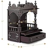 Aakaar Idols &amp; Temples, Wall Hanging, Handcrafted Wooden Temple/Mandap/Pooja Mandir/Home Temple Without Doors - 15&quot; VO Without Dome for Home &amp; Office
