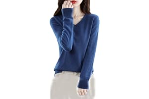 SUVOIIER Maglione da Donna in Cashmere Maglioni Lavorati A Maglia da Donna Maglione Pullover Caldo con Scollo A V Invernale in Lana Solida