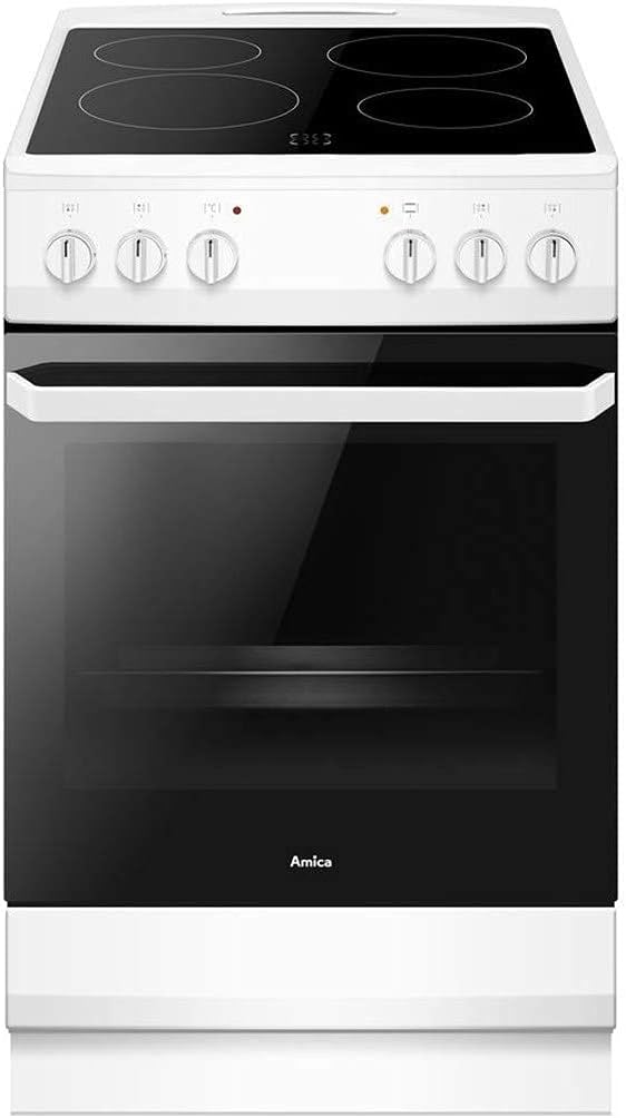 Amica AFC1530WH Freestanding Electric Cooker with Ceramic Hob, Conventional Oven, 50cm wide, White