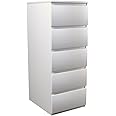 WHATSIZE ENTERPRISE – Moderna – Large Chest of Drawers – Contemporary 5 Drawer Tall Dresser & Filing Cabinets - Office, Lounge & Bedroom Furniture Storage Cabinet, White