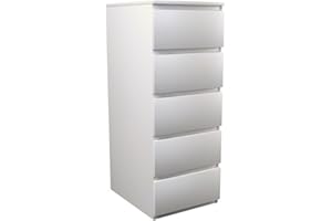 WHATSIZE ENTERPRISE – Moderna – Large Chest of Drawers – Contemporary 5 Drawer Tall Dresser & Filing Cabinets - Office, Lounge & Bedroom Furniture Storage Cabinet, White