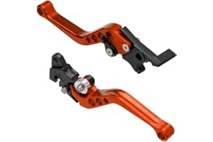 MOCNT Par de Palancas de Embrague y Freno de Motocicleta 22mm CNC Aluminio Ajustable - Maneta de Disco y Tambor Naranja
