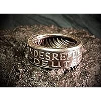 Coinring, Münzring, Ring aus Münze (1972 Heiermann - Silberadler - 5 Mark), 625er Silber - Double Sided coin ring - verschiedene Größen, Ihr handgeschmiedetes Unikat
