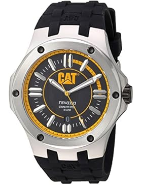Cat Men'Herren Quarzuhr mit schwarzem Zifferblatt Analog-Anzeige und schwarzem Kautschukband A1.141.21.127