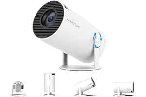 MAGCUBIC Mini Vidéoprojecteur Portable avec correction de trapèze automatique intelligent 4K/200 ANSI avec double WiFi 2,4 G/5G, BT 5.0, rabat à 180 degrés, Conception ronde (Pas d'andriod intégré)