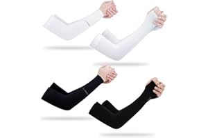 SAIIURV Lot de 4 paires de manchons de bras de compression avec protection UV pour volley-ball, cyclisme, basket-ball, course à pied, travail en plein air, jeux