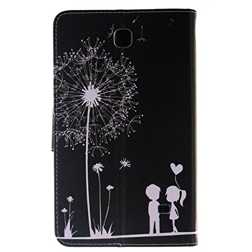 HB-Int 3 in 1 PU Leder Hülle für Samsung Galaxy Tab 4 SM-T230 T231 T235 7.0″ Brieftasche Etui Schwarz Stand Funktion Flip Wallet Case Kartenfächer Book Style Cover Romantische Pusteblume Multifunction Modicsh Holder Tablet Schutzhülle Magnetverschluss Dünn Slim Bumper Zubehör mit Stylus Pen und Staub Stecker - 2