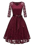 RAISEVERN Vestiti Donna Eleganti Sera Scollo a V Pizzo Abiti da Cerimonia Swing 