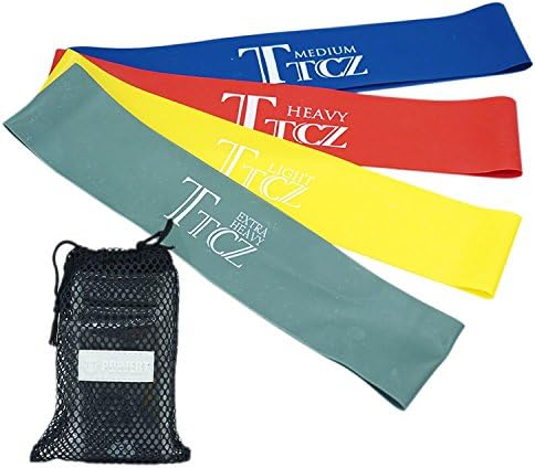 Resistance Loop Bands Home Fitness Exercise Bands for Workout Physical Therapy FREE Ebook &amp; Online Video, Pilates, Yoga, Rehab Set of 4 (Light Fitness Exercise)
