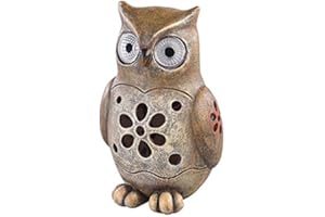 Chouette décorative 16 cm avec yeux lumineux à LED et module solaire [Lunartec]