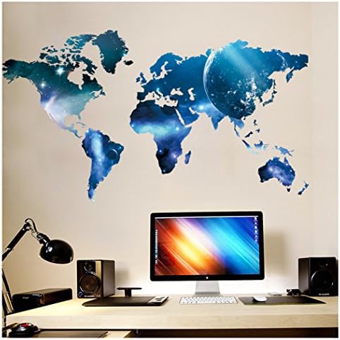Zhide Planet Lollipop World Map Pattern Removable Wall Stickers Home Decal Room Decoration
