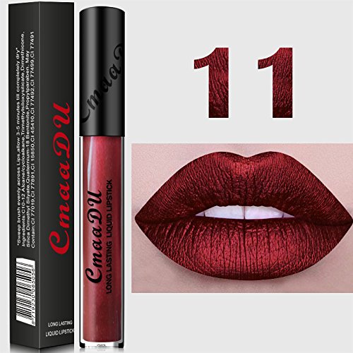 TOPBauty 2017new Ankünfte Sexy 15 Farben Wasserdicht Nackt Metallic Matte Nackt Lippe Langlebig Flüssig Lippenstift für Frauen Mädchen 11