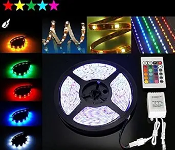 GeeRaz Remote Control 5m LED Strip Colour Changing Light with Sticker (Multicolour)