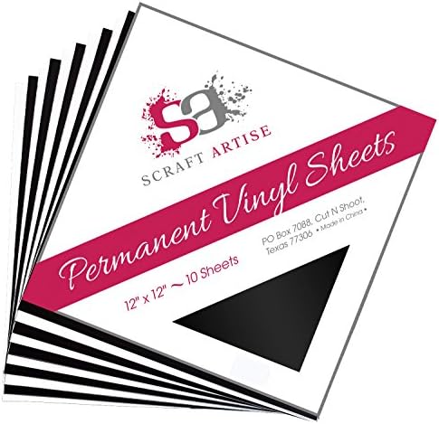 Scraft Artise Packaged Flat 12 x 12 Matte Finish Permanent Outdoor Adhesive Craft Vinyl, 10 Sheet Pack Black &amp; White by Scraft Artise
