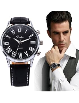 Kolylong® Neue Luxus-Herren-Leder-analoge Quarz-Armbanduhr