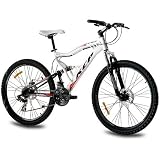 KCP - ATTACK Bicicleta de montaña, tamaño 26'' (66,0 cm), color negro/blanco, 21 velocidades Shimano