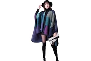 heekpek Poncho Donna Elegante per Inverno Reversibile Donna Sciarpa Oversize Poncho Fatti a Maglia Poncho Multifunzione Mantelle Scialle Vintage Scialle Coprispalle Elegant