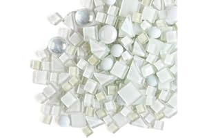 ANKTILY 200g Carreaux de Mosaïque en Cristal Tesselles en Verre, Colorées Irrégulière Morceaux de Mosaïque en Verre pour Loisirs Créatifs, Décoration(Blanc)