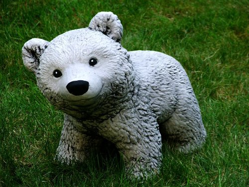 Steinfigur Berlin B„r 02 27 cm ca.11,3 kg grau-patiniert Frostfest Stein Nr.035