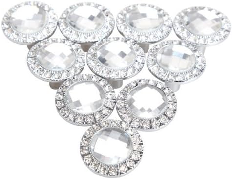 Vzer 10PCS Round Pull Handle Glittering Rhinestone Knob for Cupboard Drawer (Silver)