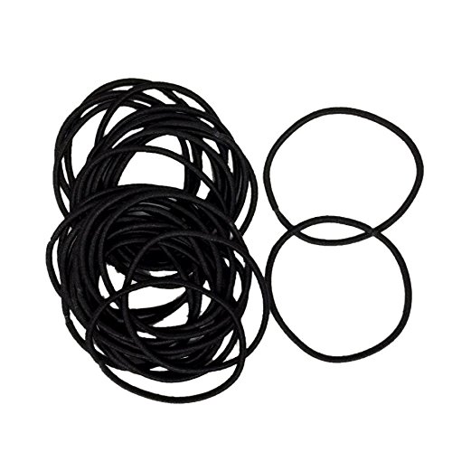12 x Elastic Hair Bands / Bobbles by Lizzy® (Black (Thin))