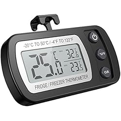 ORIA Thermomètre à Réfrigérateur Frigidaire, Thermomètre à Congélateur Numérique avec Crochet, Écran LCD Facile à Lire, Fonction Max/Min, Parfait pour la Maison, Les Restaurants, Bars, Cafés - Noir
