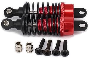 RCAWD 68mm RC Shock Absorber for 1/10,Alloy Aluminum Adjustable Oiled type Damper For Rc Car 1/10 On-Road Drift Car Hpi Hsp Losi Axial Tamiya 2pcs(Red)