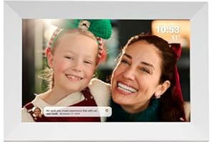 DENVER Digitaler Bilderrahmen Weiß 10,1 Zoll mit WLAN – Frameo Digital Photo Frame mit Touchscreen & 16 GB Speicher – Elektrischer Fotorahmen mit App‑Steuerung, USB & microSD, Bilderrahmen Digital