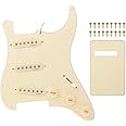 WANGCL SSS 3-Ply Prewired Loaded Pickguard Scratchplate Backplate with Alnico V Pickups Kit for Strat ST Electric Guitars Replacement Parts