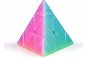 XMDCuber QY Toys Jelly Pyramid 3x3 Cube,Stickerless 3x3x3 Triangle Speed Cube Jelly Color