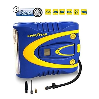 Goodyear 820206 compresseur 12V avec manomètre détachable et lampe de travail