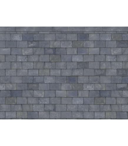 Dollhouse Roof Tile Slates - Dark Grey Embossed Card Miniature Roofing Sheet For 1:12 Scale