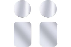 Juspota 4 Piezas Láminas Metálicas para Soporte iman movil Coche, Reemplazo de Placa de Metal Muy Finas Adhesivo Soporte movil Coche magnético - Plata 2 Redondas y 2 Rectangulares