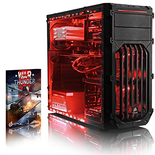 VIBOX Warrior 4X Gaming PC - 4,1GHz AMD FX 6-Core CPU, RX 460 GPU, leistungsfähig, Hochleistung, Desktop Gamer Computer mit Spielgutschein, Rot Innenbeleuchtung, lebenslange Garantie* (3,5GHz (4,1GHz Turbo) Superschneller AMD FX 6300 Sechs 6-Core Prozessor CPU, MSI AMD Radeon RX 460 2GB Grafikkarte, 8GB DDR3 1600MHz RAM, 2TB (2000GB) SATA III 7200rpm Festplatte, Raijintek Aidos Air CPU Kühler, 85+ Netzteil, Corsair Carbide Spec-03 LED Gaming Gehäuse, AM3+ Mainboard, Ohne Windows Betriebssystem)