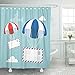 Produktbild LINGJIE Duschvorhang Envelope with Parachute in The Sky with Flying Plane and Clouds on Flat Design for Airmail Concept Shower Curtains Sets with Hooks Waterproof Polyester Fabric