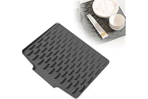 GENERIC 2025 New Large Size Silicone Dish Drying Mat, Multi-Purpose Silicone Drying Mat for Dishes Fruit Non-Slip Kitchen Sink Drainer Heat-Resistant Counter Surface Protector (Black, 40x32.5x1.5cm)