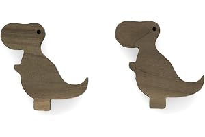 PLT Dino handtag för barnmöbler av obehandlat valnöt, knopp, knapp, dinosaurie, byrå, skåp, låda, dörr, barnrum, presentidé (2, tyrannosaurus)