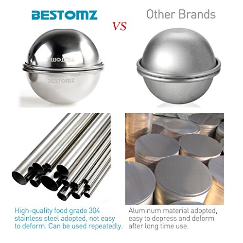BESTOMZ Badebomben Edelstahl Form für Badekugeln Selber Machen 4 Formen in 2 Größen – 6,5 cm und 7cm Ø - 3