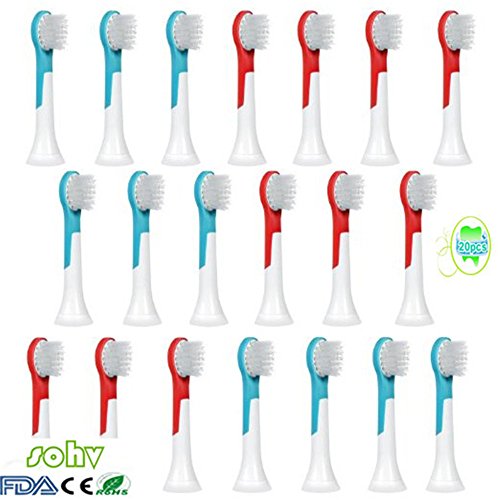 Preisvergleich Produktbild Sohv® Ersatz Aufsteckbürsten,Kompatibel Mit Philips Sonicare HX6034 / 33HX6032For Kids Aufsteckbürsten, Für Kinder Ab 4 Jahren,Standard,20 Stück(5er-Pack)[4,8,12,16,20 Stück Verfügbar],türkis.