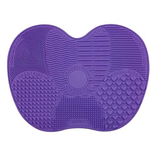 Contever® Convenient Silicone Brush Cleaner Cleaning Mat Pad Board 23*17cm (Purple)
