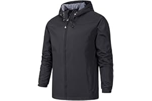YOUTHUP Giacca Impermeabile Uomo Esterni Antivento Casuale Giacche da Pioggia con Cappuccio per Uomo