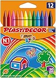 No manchan BIC Kids Plastidecor - Blíster de 12 unidades, ceras para colorear, colores surtidos