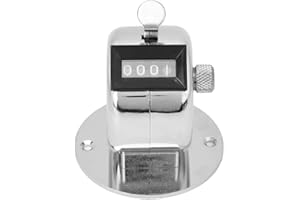 BERM Compteur de Comptage Manuel 0-9999, Outil de Comptage Portable à 4 Chiffres en Argent, avec Base, pour Statistiques de Données, Participation à Conférence