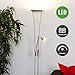 Produktbild LED Stehlampe "Yohann" dimmbar mit Leselampe (Modern) in Alu aus Metall u.a. für Wohnzimmer & Esszimmer (2 flammig, A+, inkl. Leuchtmittel) von Lampenwelt | LED-Deckenfluter, Stehleuchte, Deckenfluter, Wohnzimmerlampe