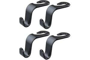 Wislter 4 Pack Car Seat Headrest Hook Car Purse Hook for All Vehicle Car Handbag Clothes Coats Grocery Bags, Black