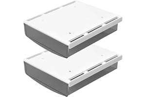 EHUIHUAN 2 Piezas Cajón Oculto Autoadhesivo, 21x18x5,4 cm Organizador Cajón Debajo Escritorio, Cajas de Almacenajes Debajo de Mesa para Escuela Oficina Hogar (Negro Mate)