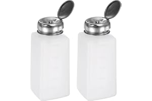 QUARKZMAN 2 Stück Lösungsmittel-Alkoholspender 250ml (8.5oz) Druck-Flüssigkeitspumpenflasche mit abdichtendem Edelstahldeckel für Aceton Reinigungsmittel Polish Remover, Weiß