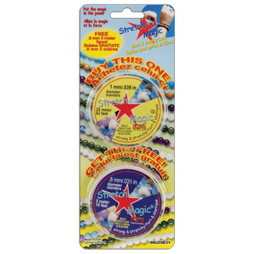 Pepperbell Cord Stretch Magic Bead und Schmuck Bindekordeln 1 mm x 25 m und 0,8 mm x 5 m, Transparent